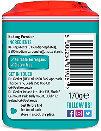 Dr. Oetker Baking Powder Gluten-Free 3 x 170g Pack Raising Agent for Baking