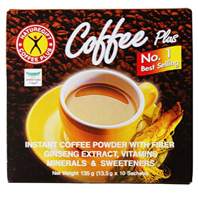Coffee Plus Instant Coffee with Ginseng 135g 10 Sachets Thai Blend